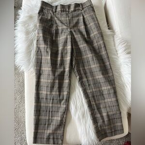 Loft Classic Tan Plaid Trousers Low Rise S